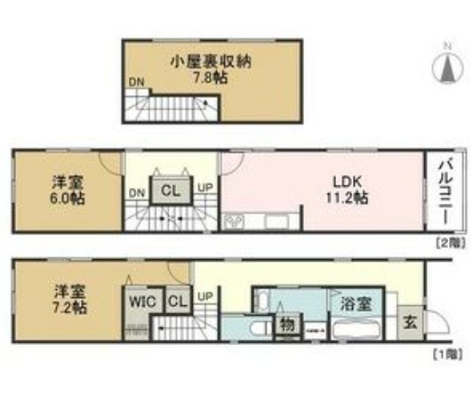 西志賀町2丁目貸家の間取り写真