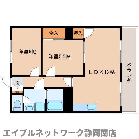 静岡市駿河区高松のマンションの間取り