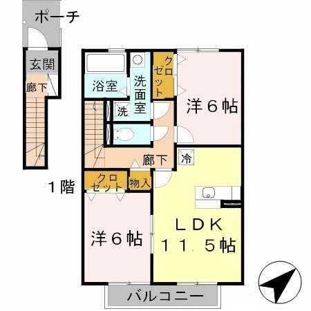 兵庫県加古郡播磨町上野添３（アパート）の賃貸物件の間取り