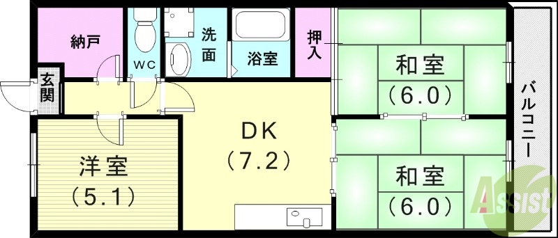 名谷富士ハイツの間取り