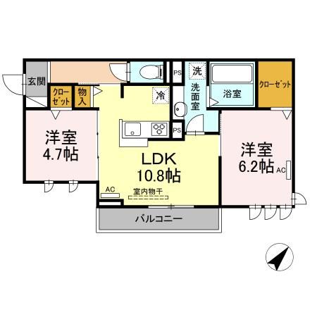 豊橋市下地町のアパートの間取り