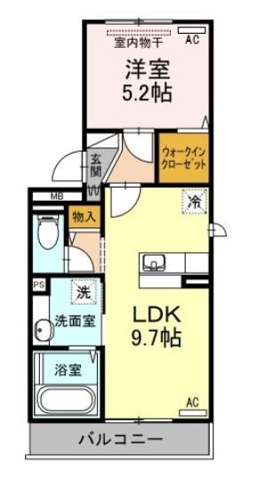 福山市神辺町のアパートの間取り