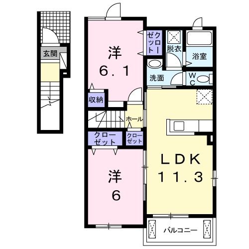 【四日市市西富田町のアパートの間取り】