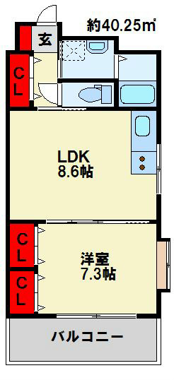 北九州市小倉北区木町のマンションの間取り