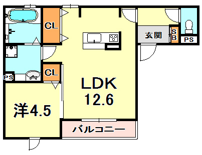 【神戸市東灘区魚崎南町のアパートの間取り】