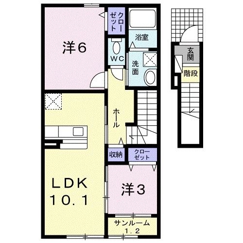 魚沼市井口新田のアパートの間取り