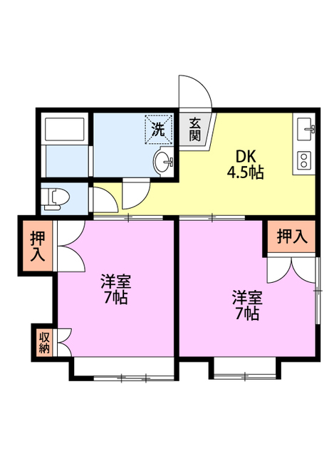 胎内市つつじが丘のアパートの間取り