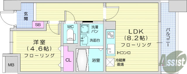 仙台市若林区清水小路のマンションの間取り