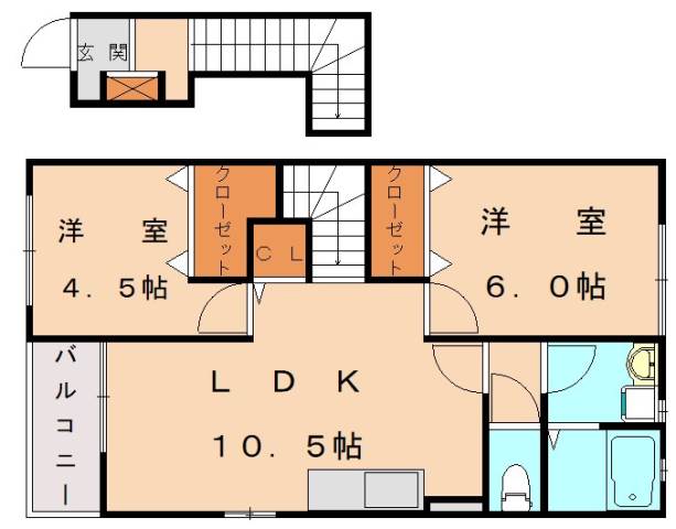 宗像市くりえいとのアパートの間取り