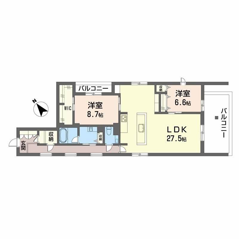 福岡市中央区赤坂のマンションの間取り