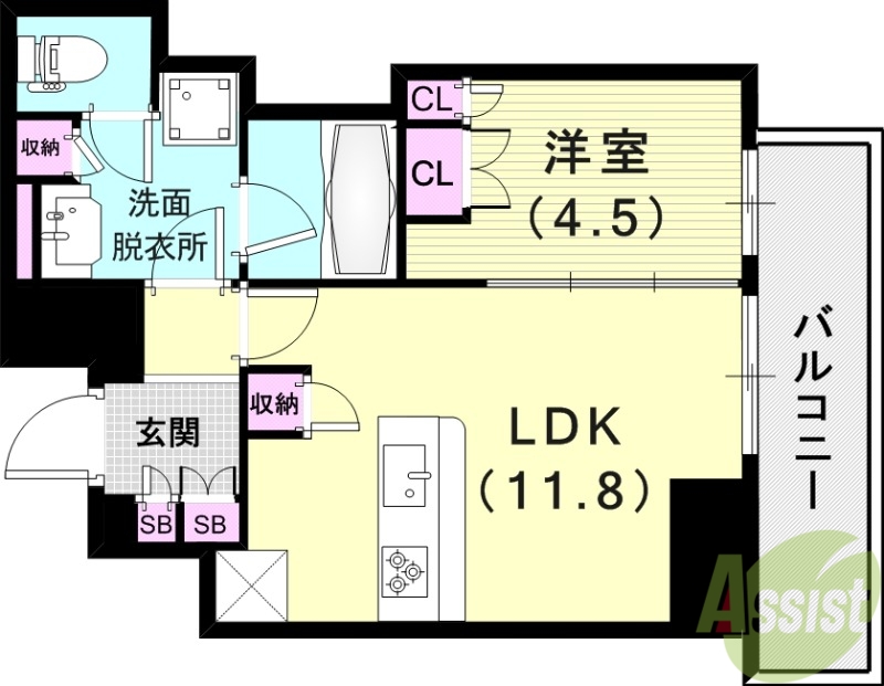 神戸市中央区相生町のマンションの間取り