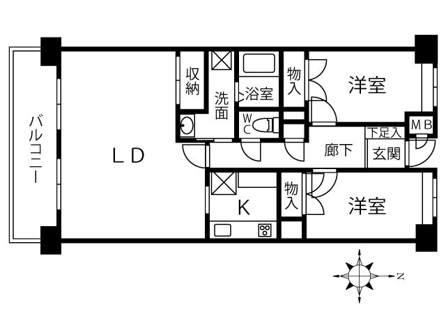 広島市佐伯区楽々園のマンションの間取り