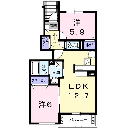 宇和島市丸穂町のアパートの間取り