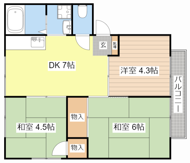 彦根市南川瀬町のアパートの間取り