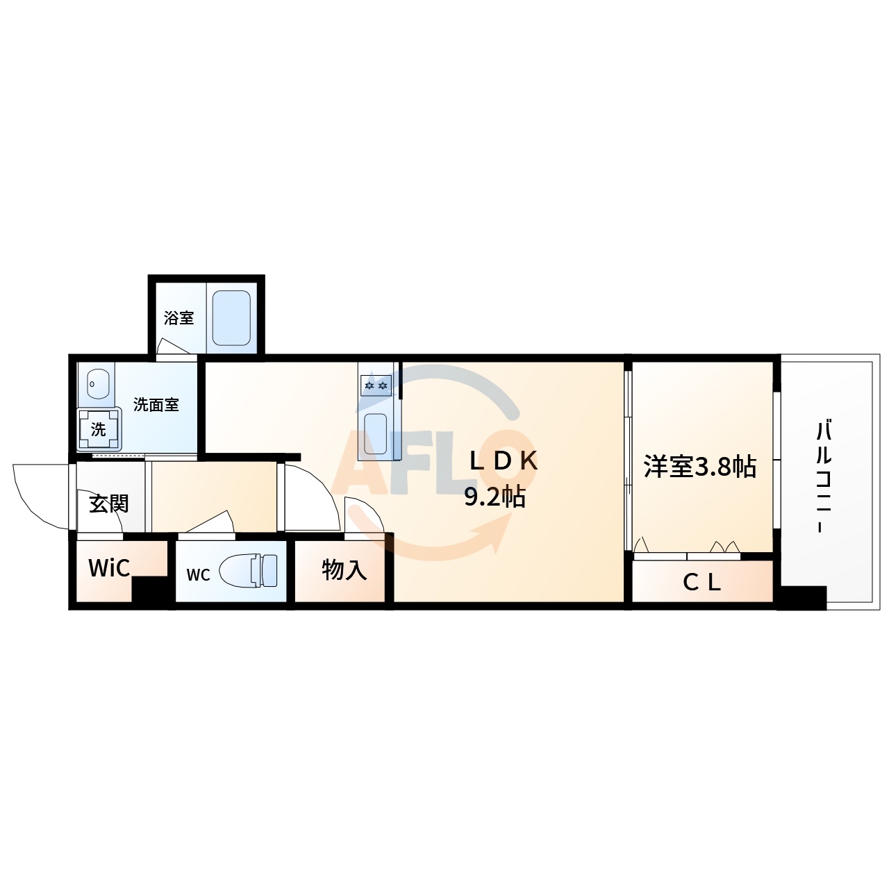 大阪市西区南堀江のマンションの間取り