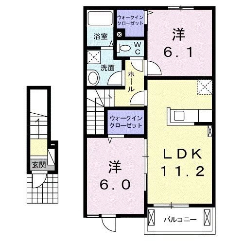 佐野市鉢木町のアパートの間取り