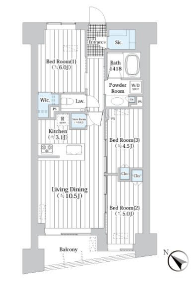 中央区新川のマンションの間取り