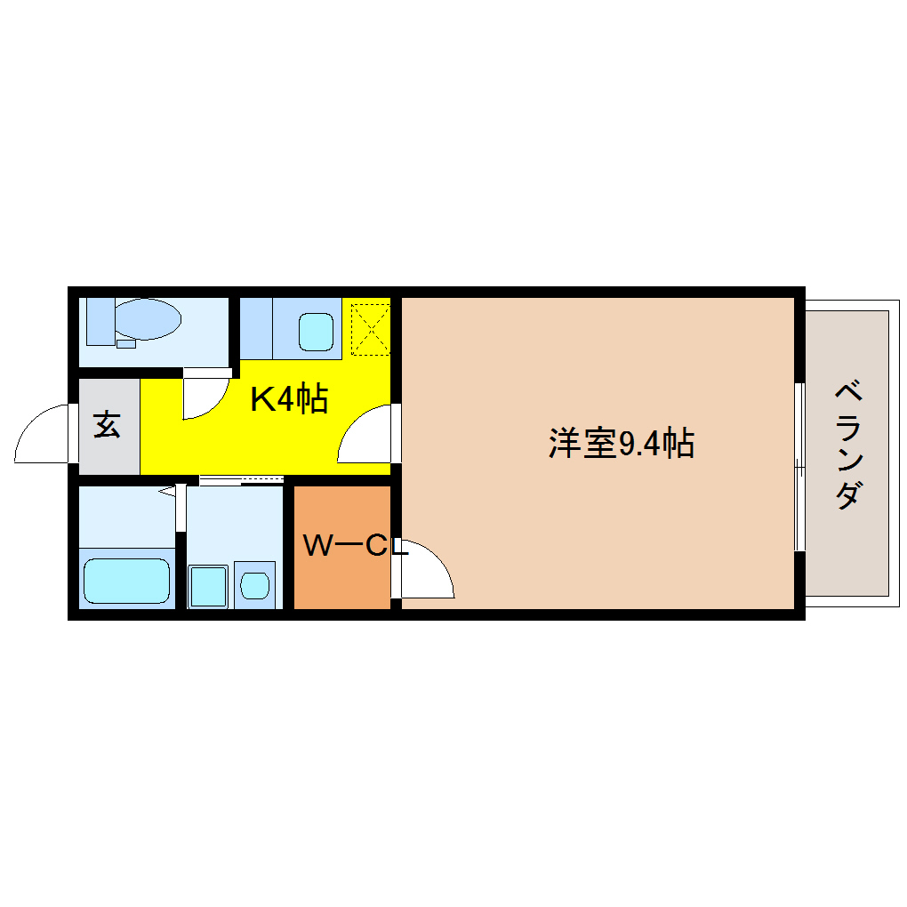 仙台市宮城野区高砂のアパートの間取り