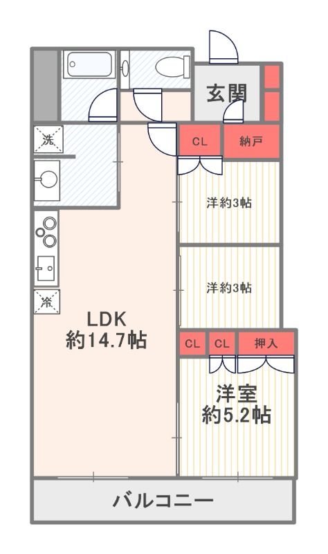 富久クロスコンフォートタワーの間取り