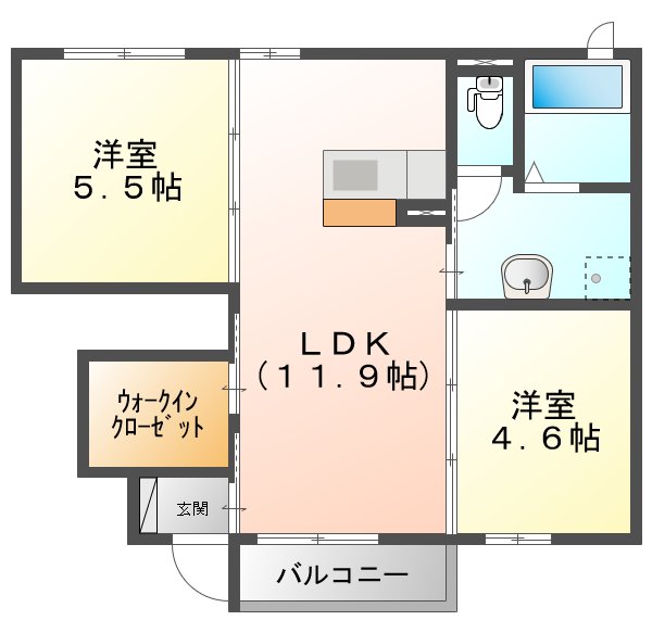 クレセオ下箕田の間取り