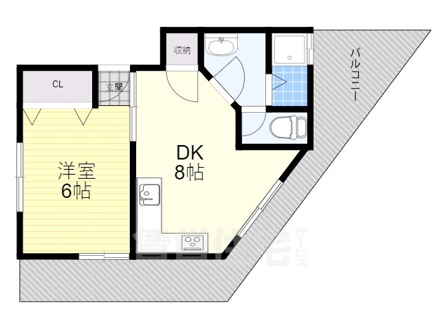 京都市伏見区石田森東町のマンションの間取り