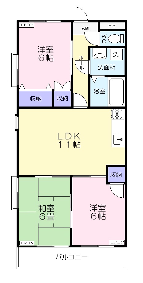 豊橋市飯村北のマンションの間取り