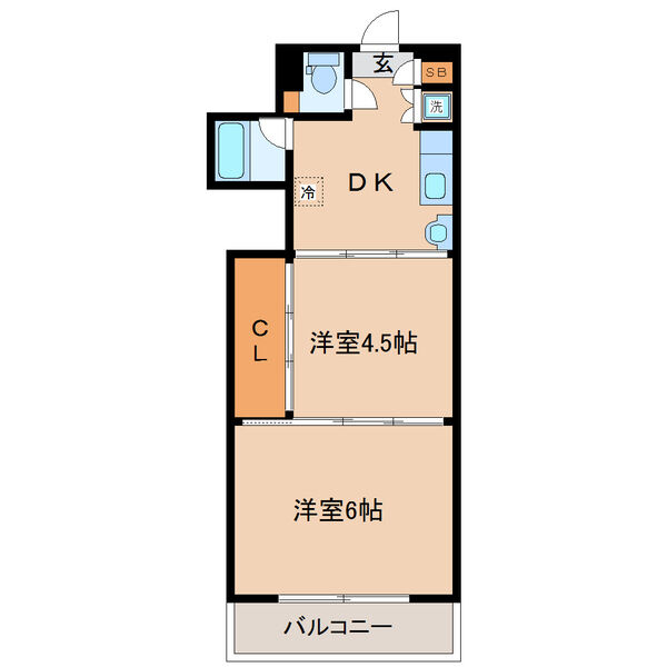 宮城県仙台市若林区大和町４（マンション）の賃貸物件の間取り