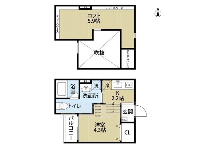 【堺市北区中長尾町のアパートの間取り】