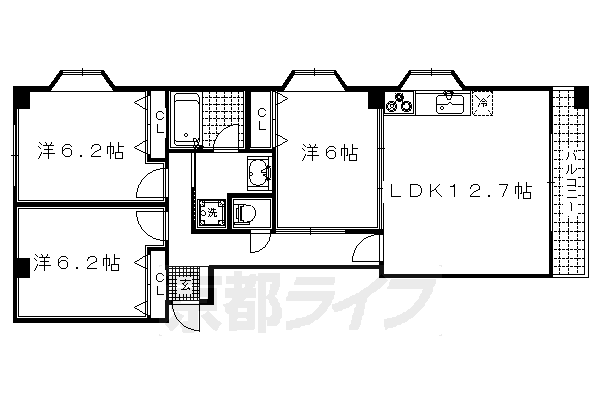 京都市北区小山西花池町のマンションの間取り