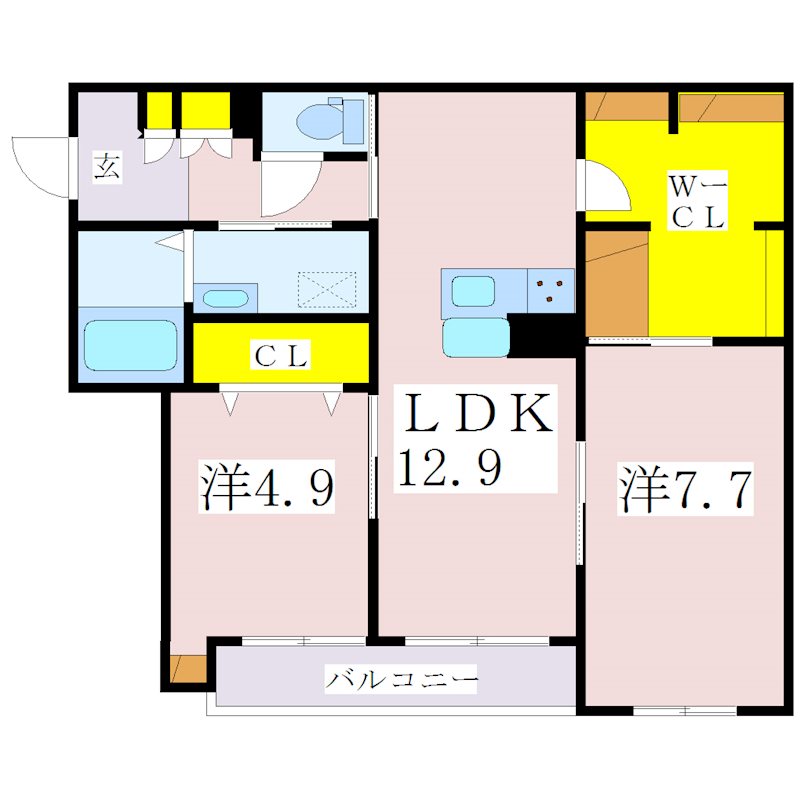 鹿児島市下荒田のマンションの間取り