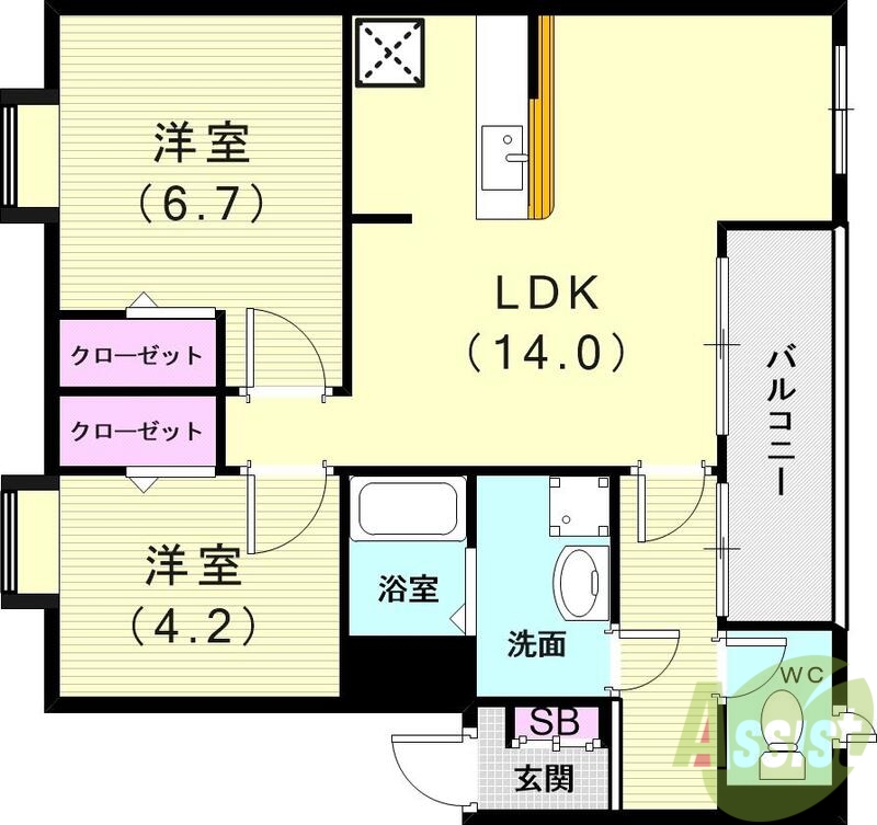 神戸市西区玉津町二ツ屋のマンションの間取り