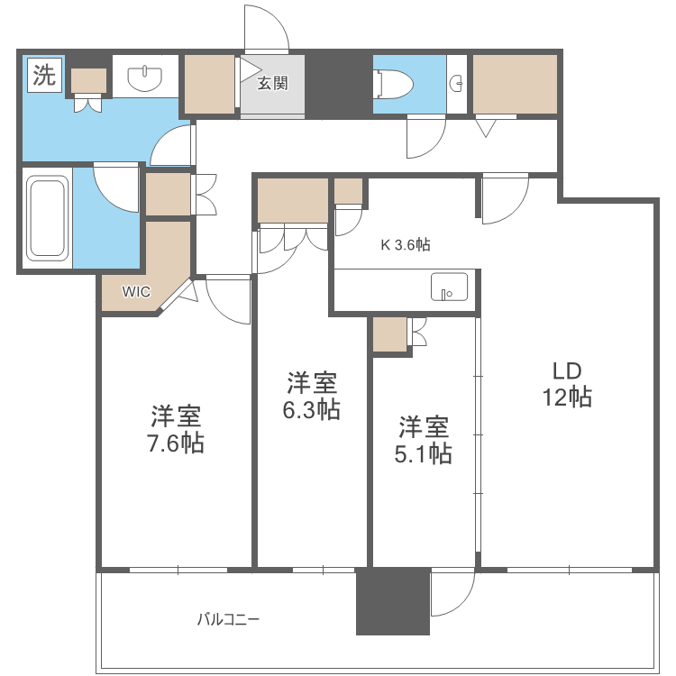 札幌市北区北八条西のマンションの間取り