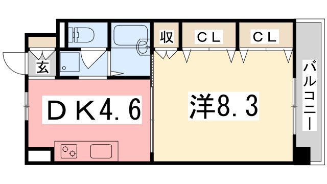 姫路市伊伝居のマンションの間取り