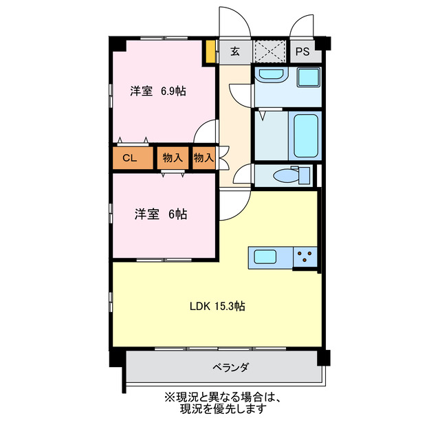 西尾市一色町一色のマンションの間取り