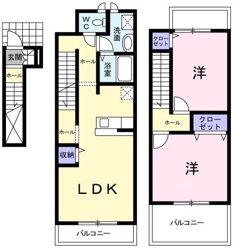 静岡市葵区川合のアパートの間取り