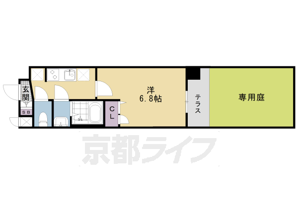 京都市下京区西七条石井町のマンションの間取り