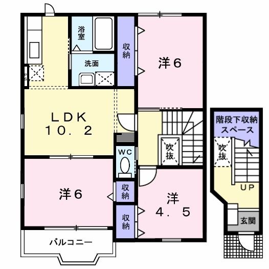 新潟市東区東中島のアパートの間取り