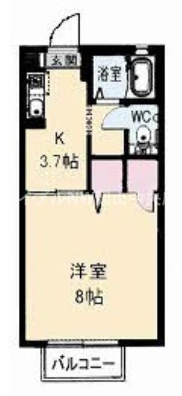 岡山市北区田中のアパートの間取り