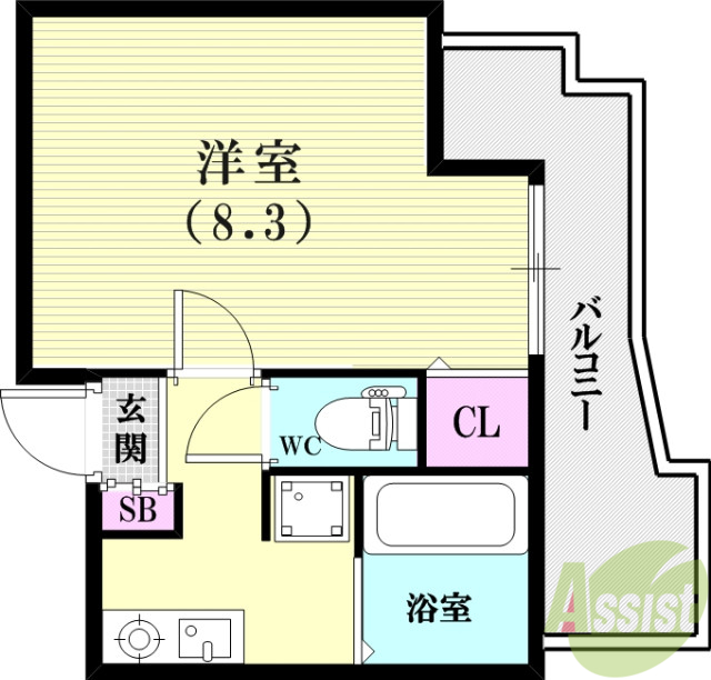 神戸市北区山田町下谷上のマンションの間取り