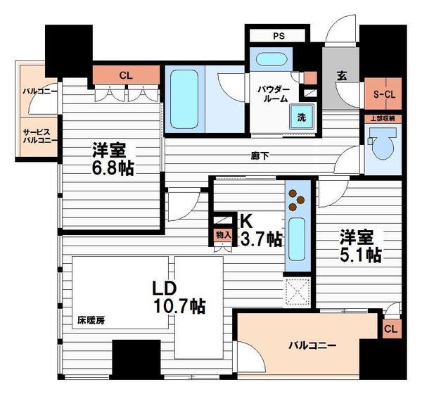 ローレルタワー御堂筋本町の間取り