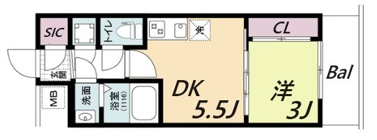 神戸市中央区中町通のマンションの間取り