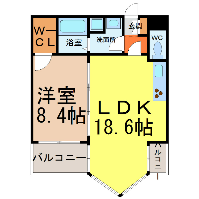 名古屋市中村区那古野のマンションの間取り