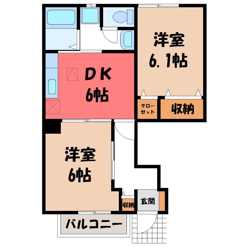 熊谷市石原のアパートの間取り