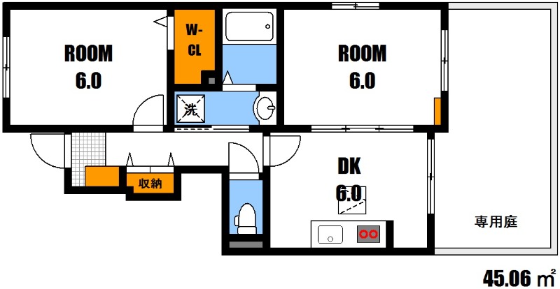 広島市安佐南区八木のアパートの間取り