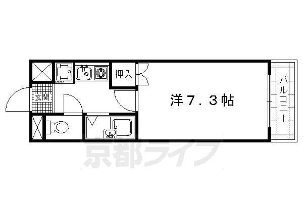 京都市北区紫竹北大門町のマンションの間取り