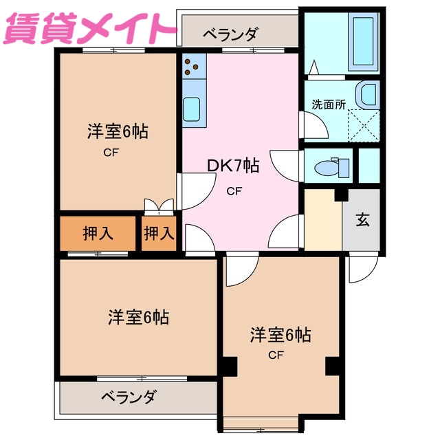 鈴鹿市江島町のマンションの間取り