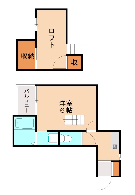 福岡市東区香椎駅東のアパートの間取り