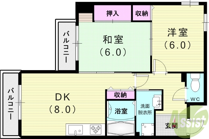 【尼崎市大庄北のマンションの間取り】