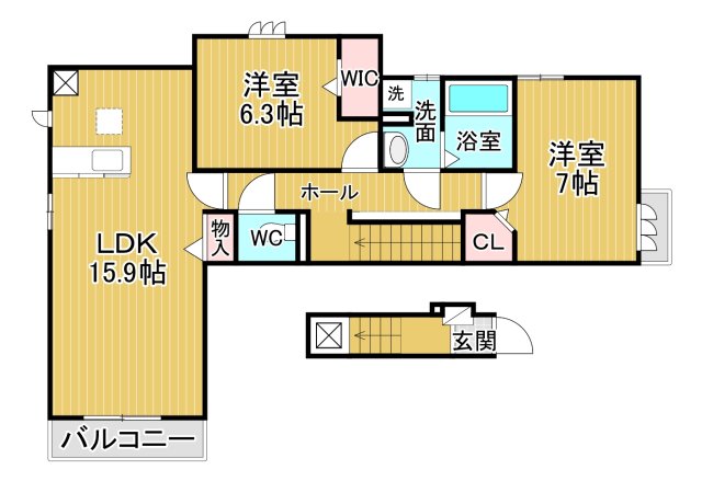 宝塚市平井山荘のアパートの間取り