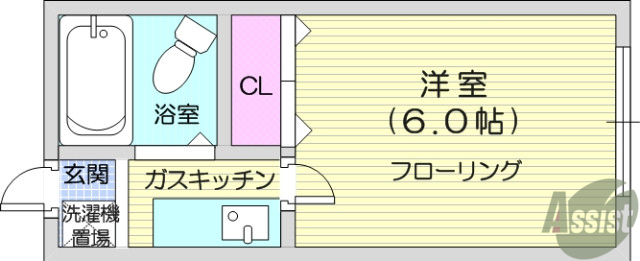 仙台市青葉区小松島のアパートの間取り